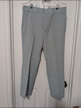Vintag Sears Work 'N Leisure Retro Plaid Pants Blue/White 38W Regular Mid
